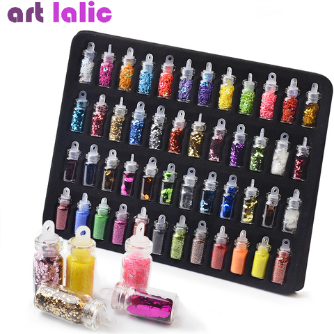 48 botellas Nail Art Rhinestones Caviar Beads Lentejuelas Glitter Tips Herramienta de decoración Pegatinas de gel Conjunto de diseño surtido ► Foto 1/6