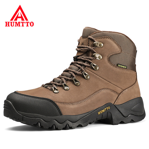 HUMTTO-zapatos de senderismo impermeables para hombre, botas para escalada y acampada, profesionales, de cuero genuino, para montaña ► Foto 1/6