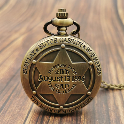 Escultura Sheriff adjunto diseño Vintage de bolsillo de cuarzo de los hombres Vintage reloj de los niños regalos de colgante collar de hombre recuerdo ► Foto 1/5