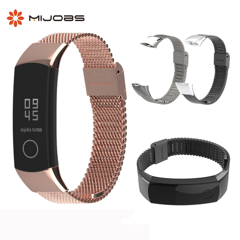 Mijobs Milanese correa de Metal 155-255mm correa de reloj pulsera de acero inoxidable pulseras para Huawei Honor 3 Band 4 accesorios ► Foto 1/6