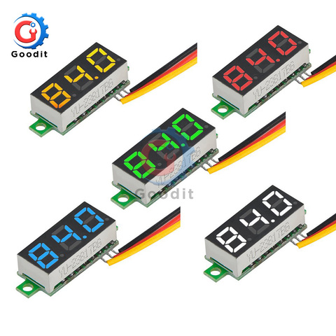 Mini medidor Digital de voltaje con pantalla LED de 0-100V CC, voltímetro con Panel de 3 cables, voltímetro, Detector de herramientas de control de 0,28 pulgadas ► Foto 1/1