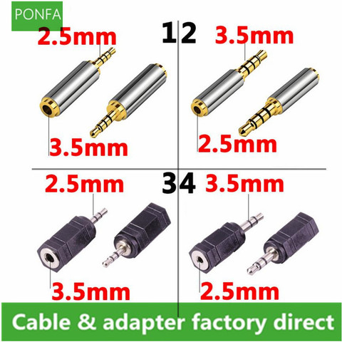 Alta calidad 1pc de oro de 2,5mm macho a hembra de 3,5mm adaptador de audio estéreo Convertidor para auriculares jack ► Foto 1/5