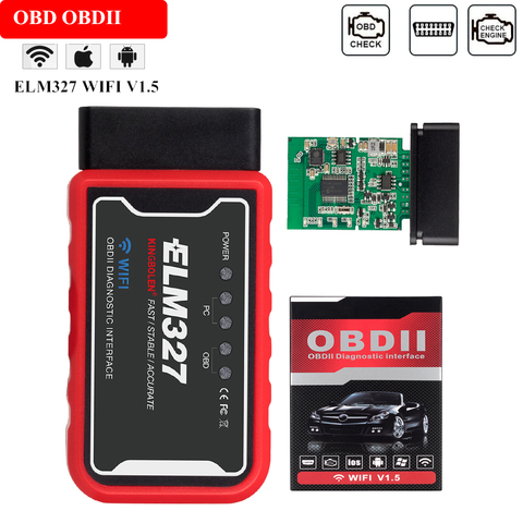 KINGBOLEN-escáner OBD2 ELM327 PIC18F25K80, Chip WIFI V1.5 para Android IOS, escáner de código de Error de coche, adaptador de interfaz OBDII de 12V ► Foto 1/6