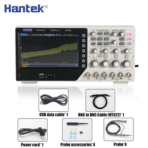 Hantek DSO4254C Osciloscopio de almacenamiento Digital de 4CH 250Mhz 1Gs/s de bancos de trabajo Osciloscopio 25MHz función arbitrario/generador de señal ► Foto 1/1