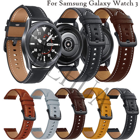 Correa de cuero genuino para reloj Samsung Galaxy Watch 3, Pulsera original de liberación rápida de 22mm y 45mm para Amazfit GTR 2 ► Foto 1/6