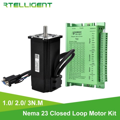 Rtelligent-Motor paso a paso Nema 23 2N.M y 3N.M, de bucle cerrado, con Kit de controlador paso a paso Nema23, Servo fácil con codificador ► Foto 1/6