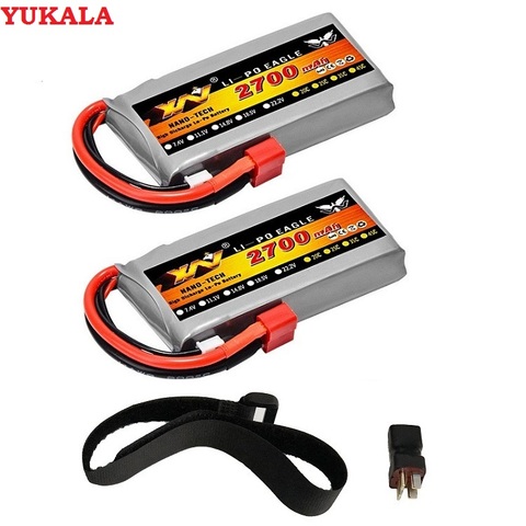 YUKALA 7,4 V 2700mAh RC batería Lipo 2s 40C Max 60C para Wltoys 12428 12423 coche RC feiyue 03 Q39 piezas de mejora de la Batería 2PC ► Foto 1/4