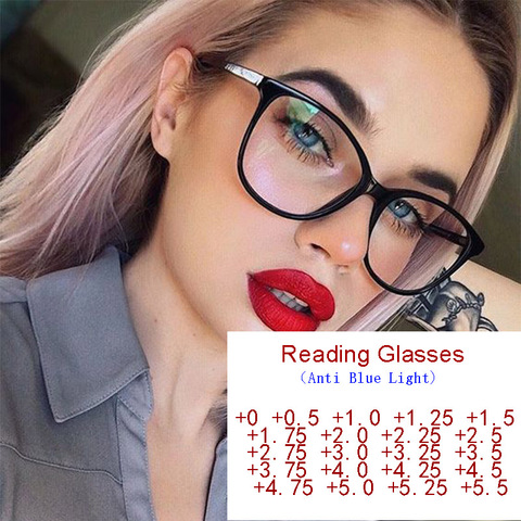 Gafas de lectura Vintage con luz azul para mujer, lentes de lectura con lentes de ojo de gato, lentes de aumento para ordenador, transparentes, de 0 a + 600 ► Foto 1/6