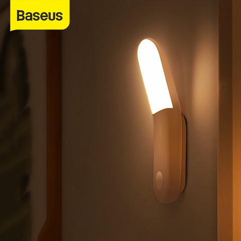 Baseus-luz magnética para pasillo, luz nocturna de emergencia para cabecera, armario, escaleras, con USB, en forma de luz LED con Sensor de movimiento Y PIR, 0,5 W ► Foto 1/6