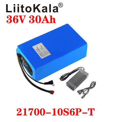 LiitoKala-batería de litio para bicicleta eléctrica, 36V, 30ah, 20A, BMS, 36V, 30AH, 21700, 10S6P ► Foto 1/6