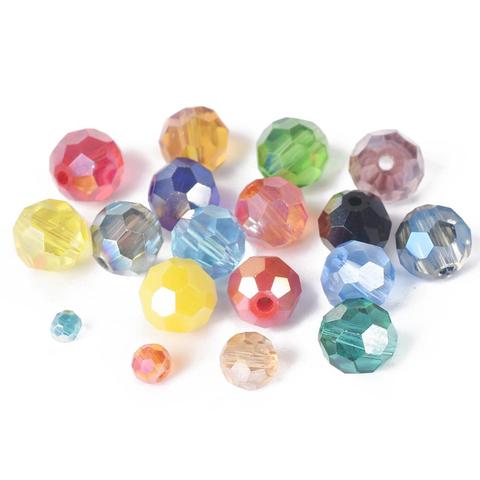 Bola de corte redonda de 32 facetas, colores chapados en AB, 3mm, 4mm, 6mm, 8mm, cuentas espaciadoras sueltas de cristal facetadas, lote para fabricación de joyería DIY ► Foto 1/4