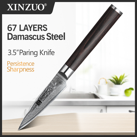 XINZUO 3,5 pulgadas cuchillo 67 capas de acero de Damasco cuchillo de cocina cuchillo de acero inoxidable frutas Knivese cúter de mesa ► Foto 1/6