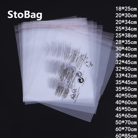 StoBag-bolsa autoadhesiva de plástico PE transparente, con palabras de advertencia, resellable, para regalo, ropa, zapatos, bolsa de embalaje de joyería, 100 Uds. ► Foto 1/6
