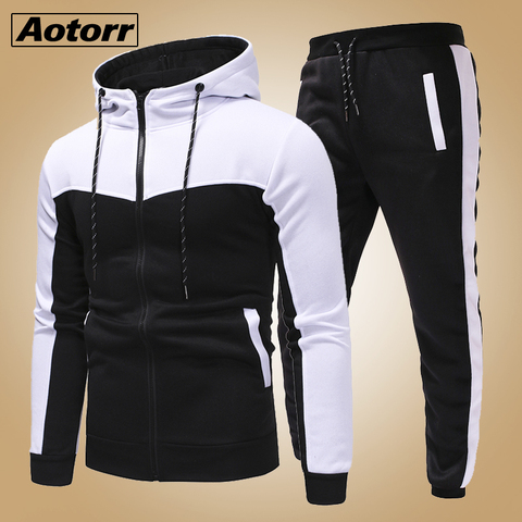 Conjunto para hombre con sudadera y pantalones con cremallera, chándal masculino, ropa deportiva informal ajustada, de marca, novedad ► Foto 1/6