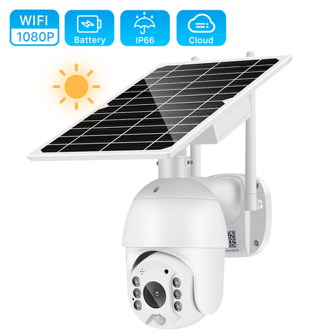 Cámara de seguridad con Panel Solar para exteriores, Monitor de seguridad inteligente con WIFI, 1080P, 8W, batería de 15000MAH, PTZ CCTV ► Foto 1/6