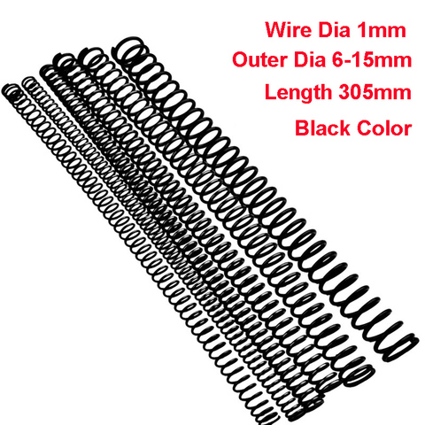 Resorte de presión tipo Y, cable de acero al manganeso negro, diámetro 1mm, diámetro exterior 6-15mm de longitud 305mm, 1 Uds. ► Foto 1/6