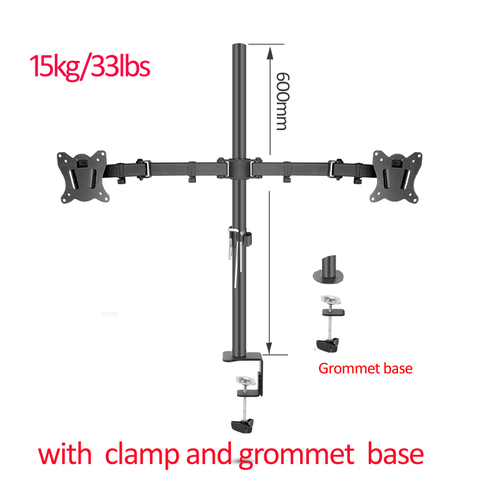 Soporte de escritorio de T902-260Q de 600mm, base de abrazadera de 10-27 pulgadas, brazo para montaje de Monitor, carga de 15kg, T902-260Q de acero, movimiento completo, 360 grados ► Foto 1/5