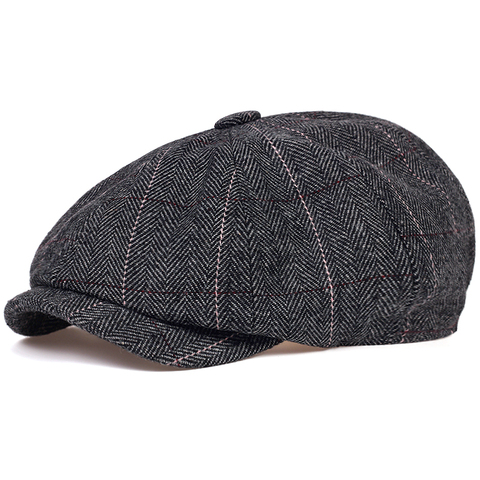 Gorros de invierno y otoño para hombre y mujer, gorras Unisex de Tweed octogonal cálido, sombreros de Detective, gorras planas Retro, gorros de marea ► Foto 1/6