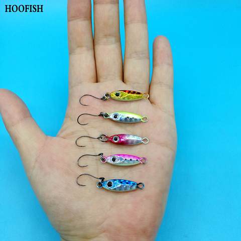 HOOFISH 10 unids/lote de la plantilla de Metal señuelo cuchara con un solo hHok 3g/6g lanzar orilla Artificial duro cebo pequeño plantilla atraer ► Foto 1/6