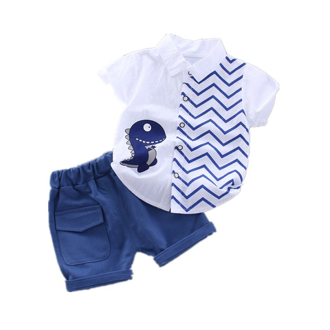 Ropa de moda de verano para niños y niñas, camisa de dibujos animados, pantalones cortos, conjunto de 2 unidades, ropa informal infantil, chándal para niños pequeños ► Foto 1/6