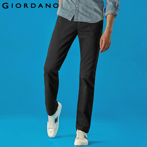 Giordano-Pantalones largos de algodón para Hombre, calzas informales de tiro medio, color caqui, 100% ► Foto 1/6