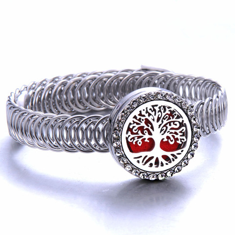 Árbol de cristal brazalete con Perfume difusor de aceite esencial de relicario de aromaterapia pulsera Difusor de acero inoxidable pulsera ► Foto 1/6