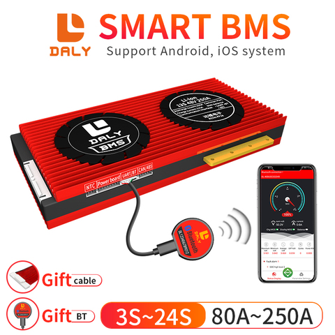 Daly inteligente BMS 3S-24S Li-Ion LiFePo4 con Bluetooth para 4S S 7S 8S 8S 12 13 14 15 16 17S 20S para paquete de batería de litio ► Foto 1/6