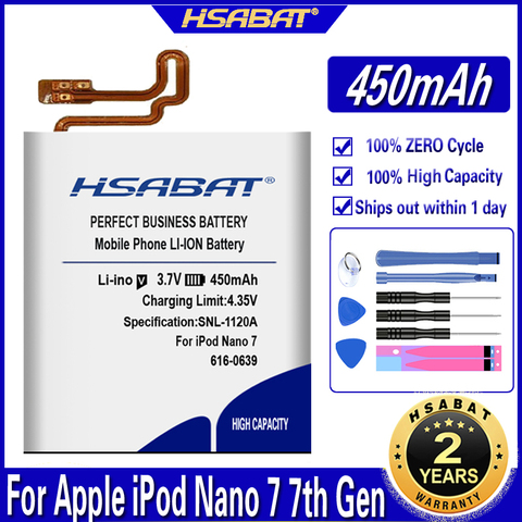 HSABAT-Batería de 616-0639 450mAh para Apple iPod Nano, baterías de 7. ª generación ► Foto 1/6