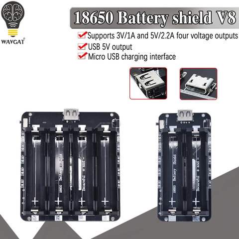 Módulo de placa de expansión móvil V8 blindaje de dos voltaje 18650 batería de litio 5V/3A 3V/1A Micro USB para Arduino ESP32 ESP8266 ► Foto 1/6