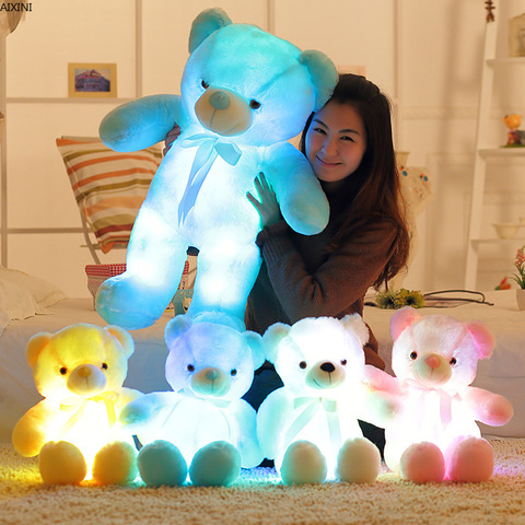 1 Uds. Juguetes para niños oso de peluche herramienta de juguete suave Regalo de Cumpleaños luz LED de peluche de juguete de peluche colorido brillante ► Foto 1/6
