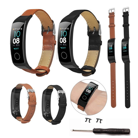 Correa de cuero de fibra para Huawei Honor Band 5/4, repuesto de correa para reloj inteligente, pulsera deportiva de lujo para hombre y mujer, 19Aug ► Foto 1/6