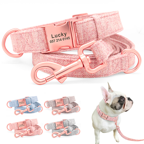 Collar de nailon personalizado para perro, identificación de nombre grabada ajustable para perros pequeños, medianos y grandes, Chihuahua, Pitbull ► Foto 1/6