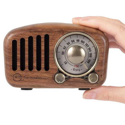 Radio FM SD MP3 de madera Retro, Altavoz Bluetooth 5,0, Radio portátil Vintage con estilo clásico antiguo, potenciador de potentes graves ► Foto 1/6