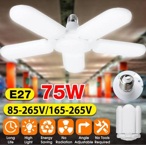 10000LM 75W E27 5 hojas 85-265V luces para Garage LED Deformable luz de techo lámpara de luz de techo de la lámpara de araña Lampara ► Foto 1/6