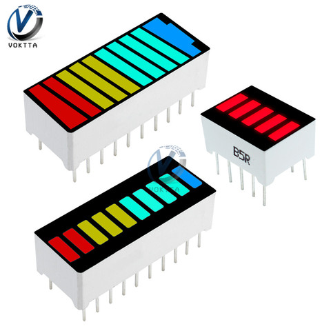 10 LED Barra de luz de la pantalla verde amarillo rojo azul 5 segmento LED rojo pantalla 4 LED de color de la capacidad de la batería Módulo de pantalla ► Foto 1/6