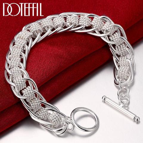 DOTEFFIL-pulsera de plata de ley 925 para mujer y hombre, brazalete con muchos abalorios circulares, joyería para hombre y mujer, regalo de boda al por mayor ► Foto 1/6