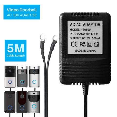 Adaptador de corriente de 18V CA, cargador de transformador de 220V-240V para timbre de vídeo inalámbrico Wifi, cámara IP, anillo intercomunicador de vídeo ► Foto 1/6