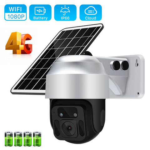 Cámara IP 4G con tarjeta SIM para exteriores, cámara de seguridad PTZ CCTV con Panel Solar de 8W, 1080P, WIFI, batería de 12000mAh, Monitor de seguridad inteligente ► Foto 1/6