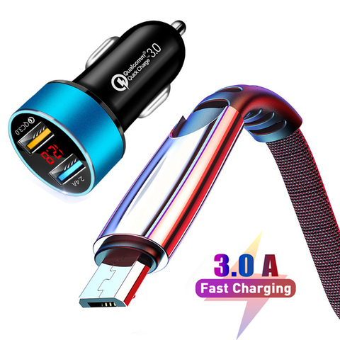 Cargador de teléfono para coche con USB doble para Samsung J4 J5 J6 J7 Xiaomi A1 A2 lite Redmi Note 5 4, Cable Micro USB de carga rápida ► Foto 1/6