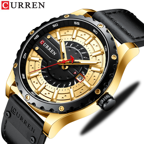 CURREN-Reloj de pulsera informal de cuero para hombre, a la moda relojes de cuarzo, de la mejor marca ► Foto 1/6