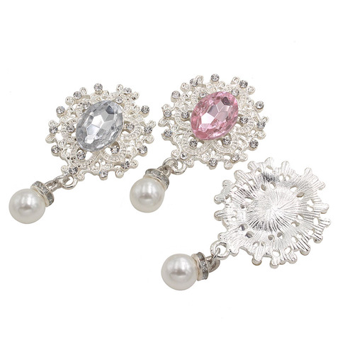 Botones de perlas de 42x25mm con adornos de diamantes de imitación, ropa hecha a mano, para Bowknot Boutons, botones decorativos, 5 uds. ► Foto 1/6