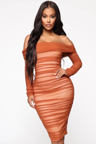 Las mujeres de invierno vestido Midi de corte en el cuello de manga completa vestido Club nocturno Sexy vestido Bodycon vendaje Vestidos GL1225 ► Foto 1/6