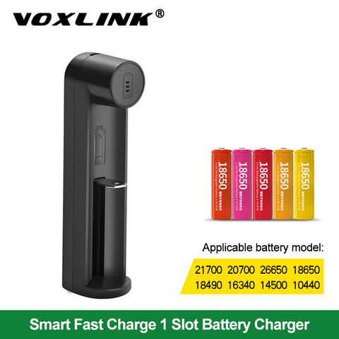 VOXLINK 18650 cargador de batería inteligente de carga 1 ranura 3,7 V 26650, 18350, 32650, 21700, 26700, 26500 Li-Ion cargador de batería recargable ► Foto 1/6