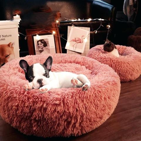 Cama de perro larga de felpa, lecho de mascota supersuave, caseta Casa de perro redonda, Cama de Gato para perros, cama para Chihuahua, banco grande, esterilla, suministros para mascotas ► Foto 1/6