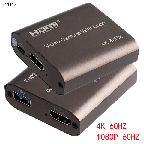 H1111Z 4K 60Hz captura de vídeo HDMI tarjeta de TV Loop 1080P juego de grabación en vivo caja de Streaming USB 2,0 3,0 Grabber para cámara PS4 ► Foto 1/1