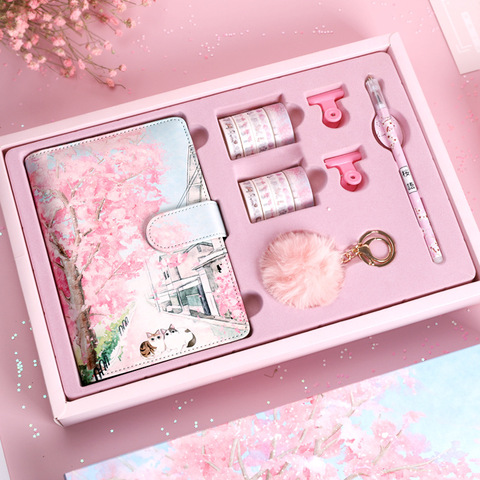 Sakura-caja para regalo con libro A6, cuaderno de hojas sueltas, Agenda, planificador, regalo, papelería ► Foto 1/6