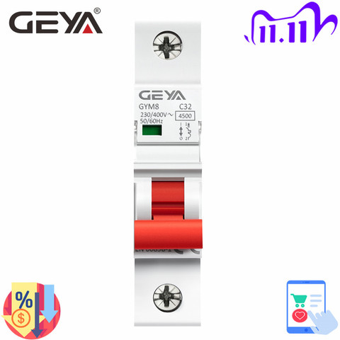 GEYA solo MCB de fase 220V 400V Mini disyuntor tipo C con el CE CB SEMKO certificado 4.5KA interruptor AC ► Foto 1/6