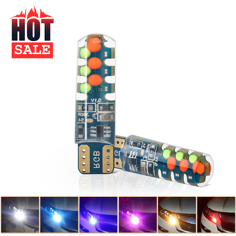 Bombillas Led de silicona multicolor para coche, T10 194 168 W5W COB 18SMD RGB, luces indicadoras estroboscópicas, 2 uds. ► Foto 1/6