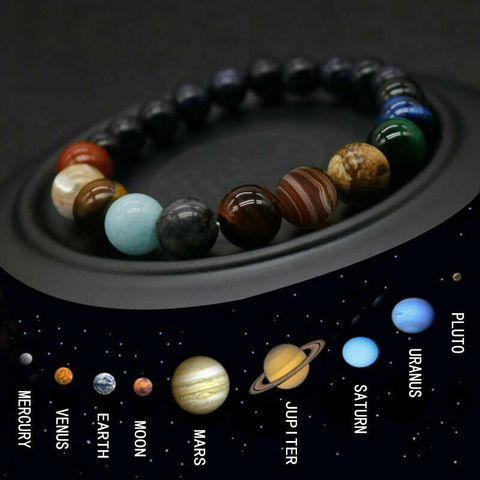 Pulsera de cuentas con diseño de galaxia, brazalete de cuentas con diseño de galaxia, ocho planetas, hecho a mano, novedad, 2022 ► Foto 1/6