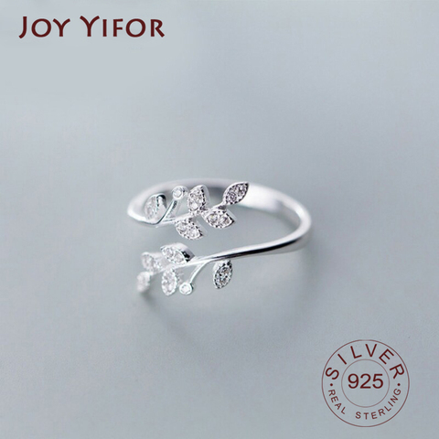 925 de plata esterlina circonio coreano anillo con forma de hoja femenino dedo índice Retro de moda joyería hecha a mano regalo ► Foto 1/6
